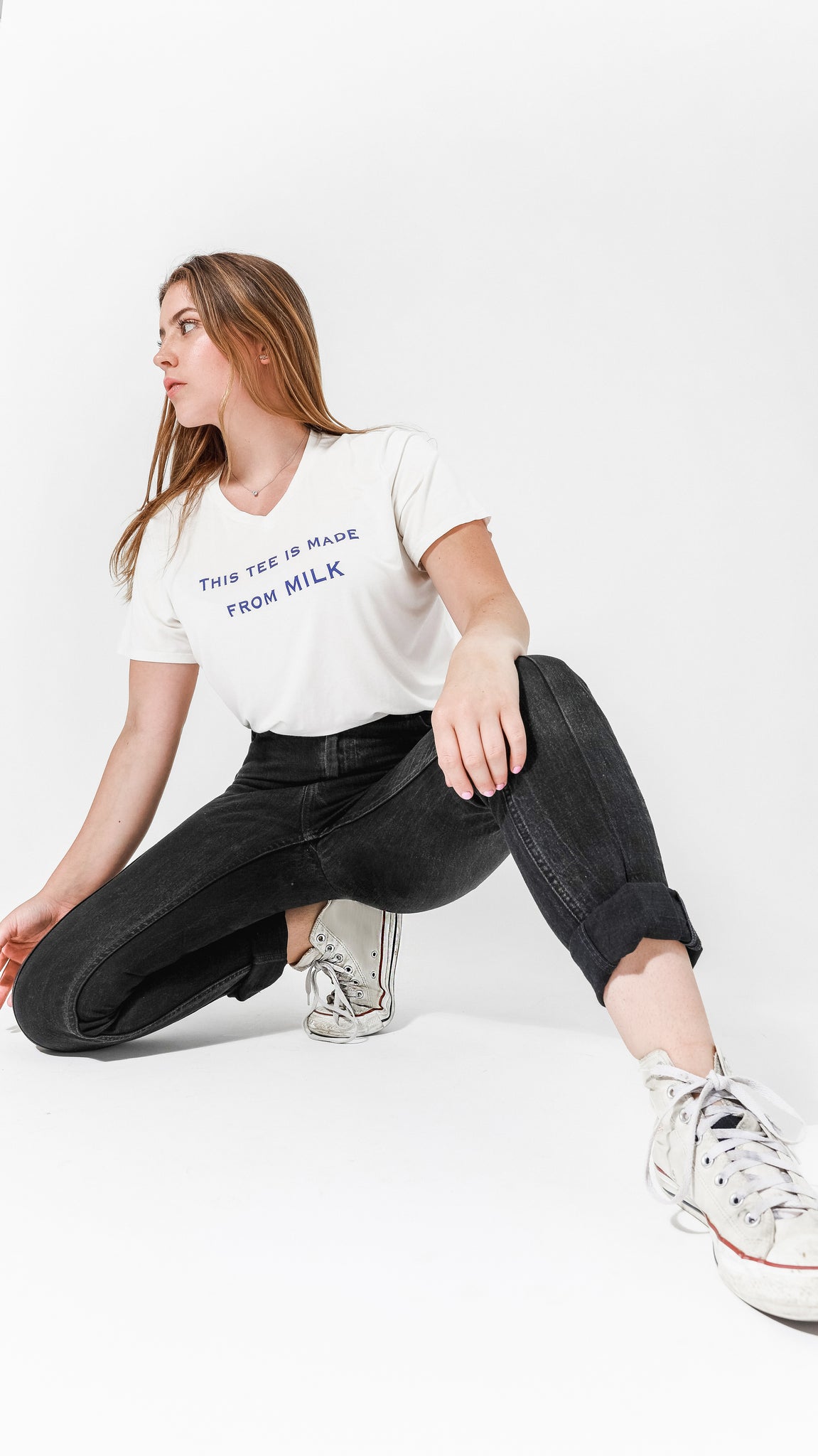 Odor-free Milk Logo Tee Made for Women in White Color – Mi Terro