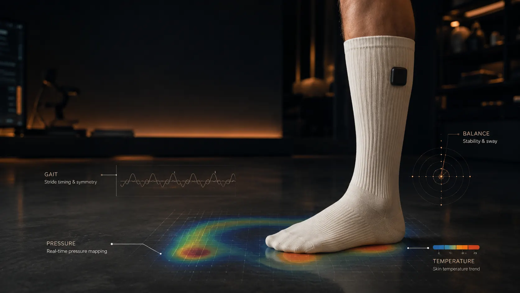 Foot pressure and temperature visualization from Mi Terro Smart Socks